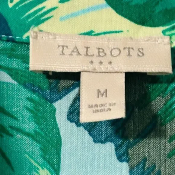 Talbots M leaf print cotton lightweight button down shirt long sleeve - Picture 7 of 9